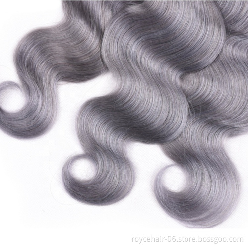 100%  Brazilian Virgin Remy Raw T1b/Silver Grey  Colour Human Hair Weave Bundles Extensions Weaving And Closure